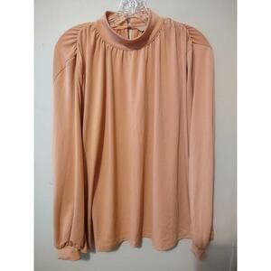 H&M | Stant Up Collar Long Sleeve Tan Blouse Size Medium